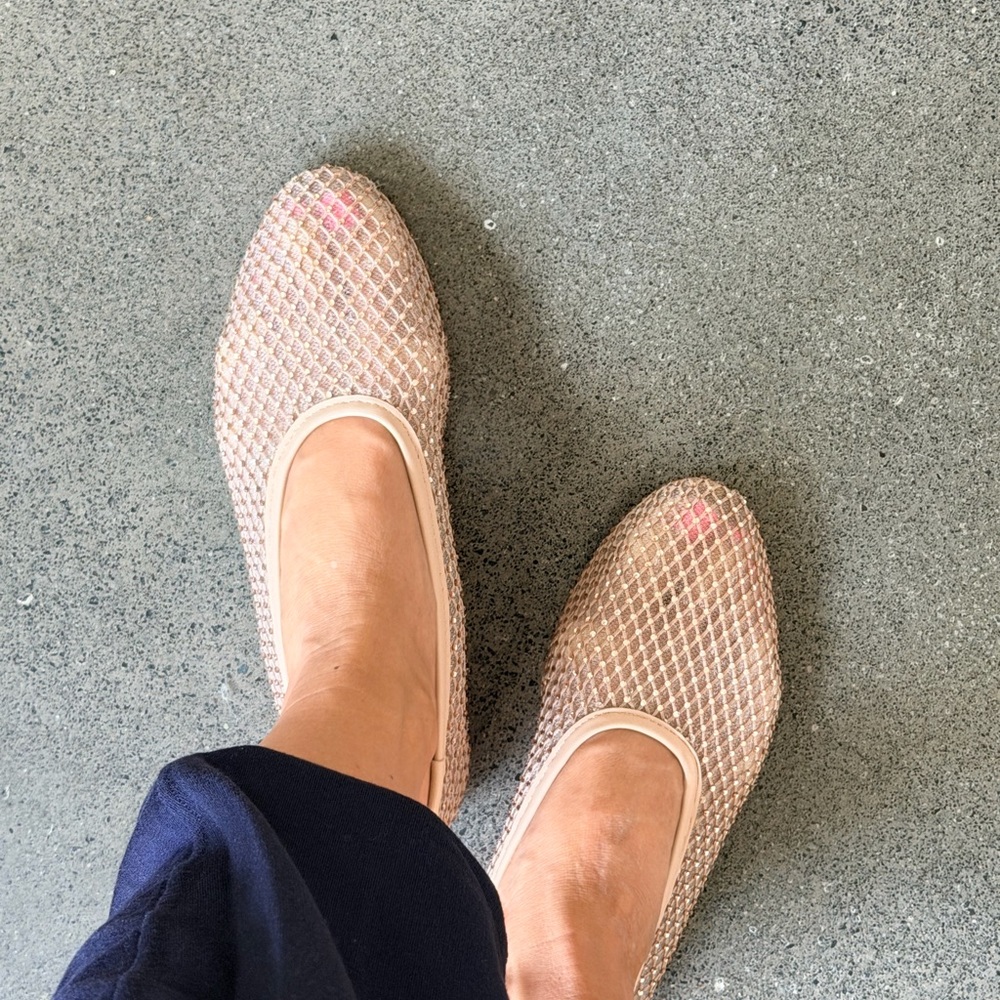 STAUD Beige Mesh Flats